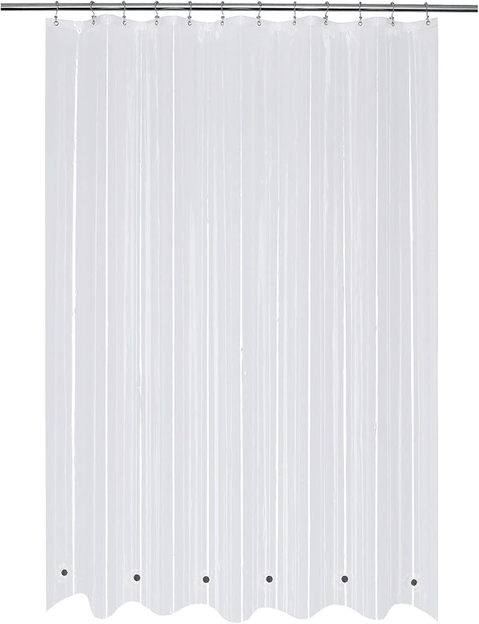 Mrs Awesome 72x96 Extra Long Shower Curtain Liner Heavy Duty, Clear | 6 Bottom Magnets,12 Rustproof Grommets,Water Proof PEVA,72W x 96H for Bathroom Extra Long Size
