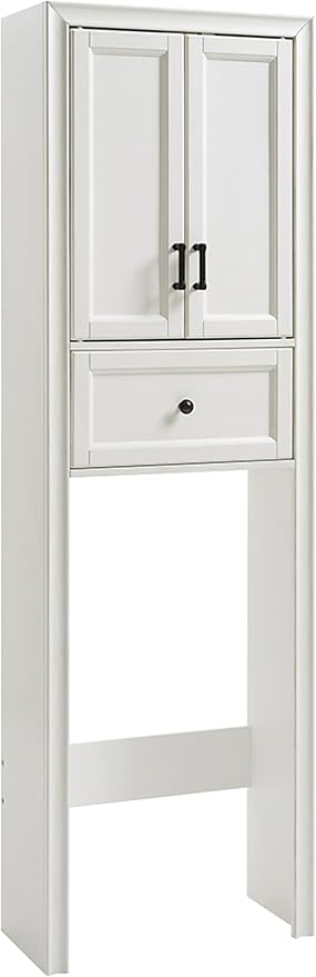 Crosley Furniture Tara Over The Toilet Storage Cabinet and Bathroom Organizer with a Drawer and Shelves, Vintage White