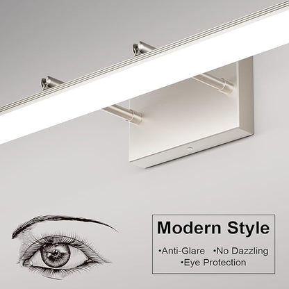 Aipsun 48inch Brushed Nickel Bathroom Llight Fixtures LED Vanity Light Adjustable Modern Vanity Lights Over Mirror Rotatable Lighting 5500K