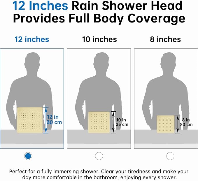 G-Promise All Metal 12 Inches Rainfall Shower Head with Handheld Combo | All Metal, Built to Last, Easy Install, Adjustable Height & Angle for All Heights, Extra Long Hose, Modern Upgrade