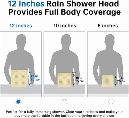 G-Promise All Metal 12 Inches Rainfall Shower Head with Handheld Combo | All Metal, Built to Last, Easy Install, Adjustable Height & Angle for All Heights, Extra Long Hose, Modern Upgrade