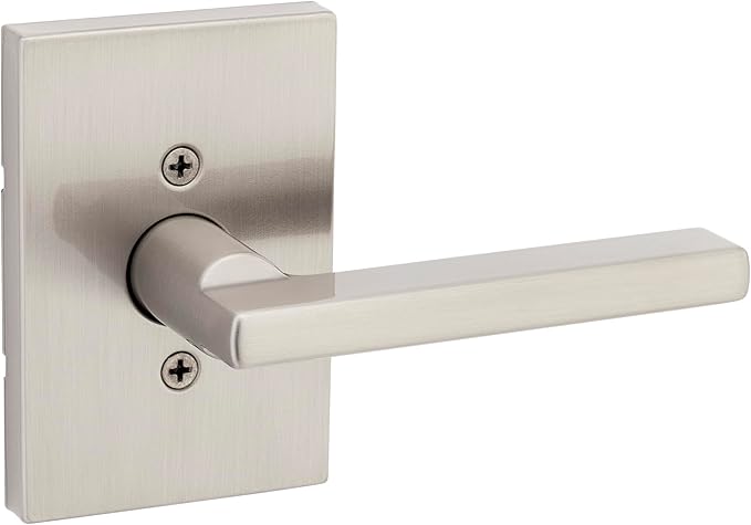 Kwikset Halifax Dummy Door Handle, Single Sided Lever for Closets, French Double Doors, and Pantry, Satin Nickel Non-Turning Reversible Interior Push/Pull Lever, with Microban Protection