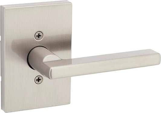 Kwikset Halifax Dummy Door Handle, Single Sided Lever for Closets, French Double Doors, and Pantry, Satin Nickel Non-Turning Reversible Interior Push/Pull Lever, with Microban Protection