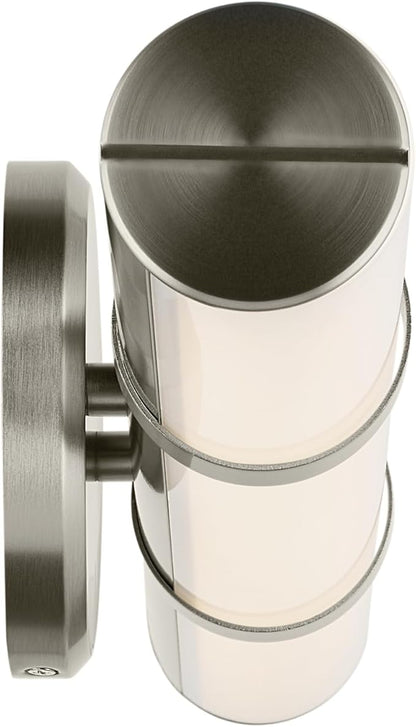 Kichler Rosh 18" LED Small Bath Bar with White Glass in Brushed Nickel, Modern Minimalist, for Vanity, Fireplace, Buffet, Hallway, Vanity Mirror, (18" W x 5" H), 55187NILED