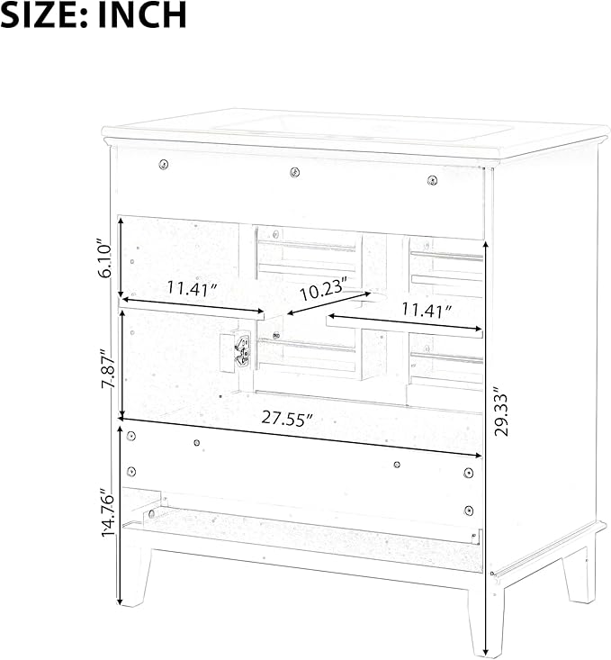 LUMISOL 30" Bathroom Vanity with Sink, Solid Wood Black Bathroom Vanity with Drawer and Storage Racks, Adjustable Shelf, Freestanding Bathroom Sink Cabinet with Ceramic Basin, Black