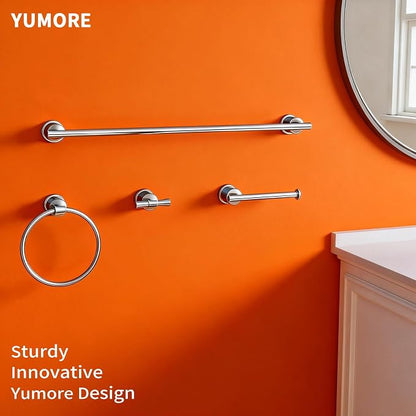 Bright Bathroom Hardware Set 4 Pieces,Towel Bar Set Stainless Steel Wall Mounted