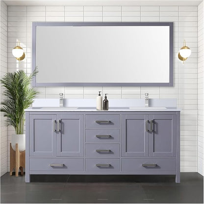 Jacques 72 in. W x 22 in. D Dark Grey Double Bath Vanity and White Quartz Top