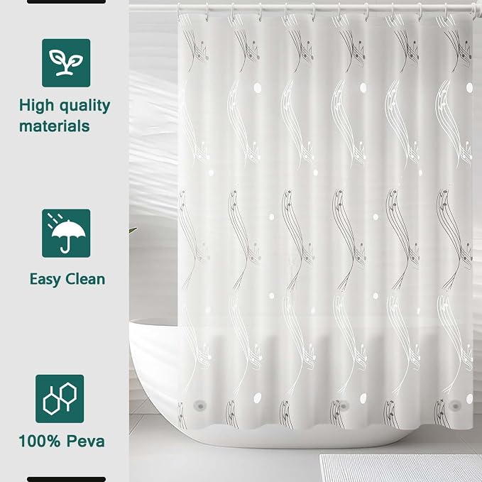 Shower Curtain Liner, 100% Waterproof Peva Shower Curtains with 3 Duty Heavy Bottom Magnets and 12 Rust Proof Grommets, 72x72 Weighted Shower Liner for Shower Stall, Bathtubs