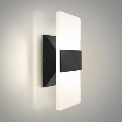 ASD 8 Inch Indoor LED Wall Sconce - 10W 2700K-5000K Dimmable Black Wall Sconce Lights for Living Room, Bedroom, Bathroom, Hallway - Modern Wall Sconces Hardwired, ETL Interior Light