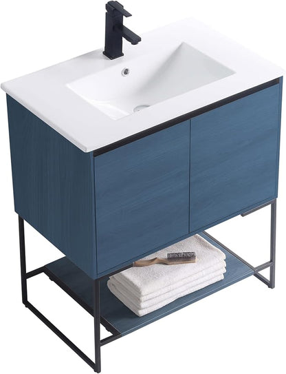 30 Inch Bathroom Vanity with Sink - Modern Knob Free Design, Elegant Space-Saving Solution for Your Bathroom - Durable, Bathroom Vanities for a Contemporary Look - Urbania Collection