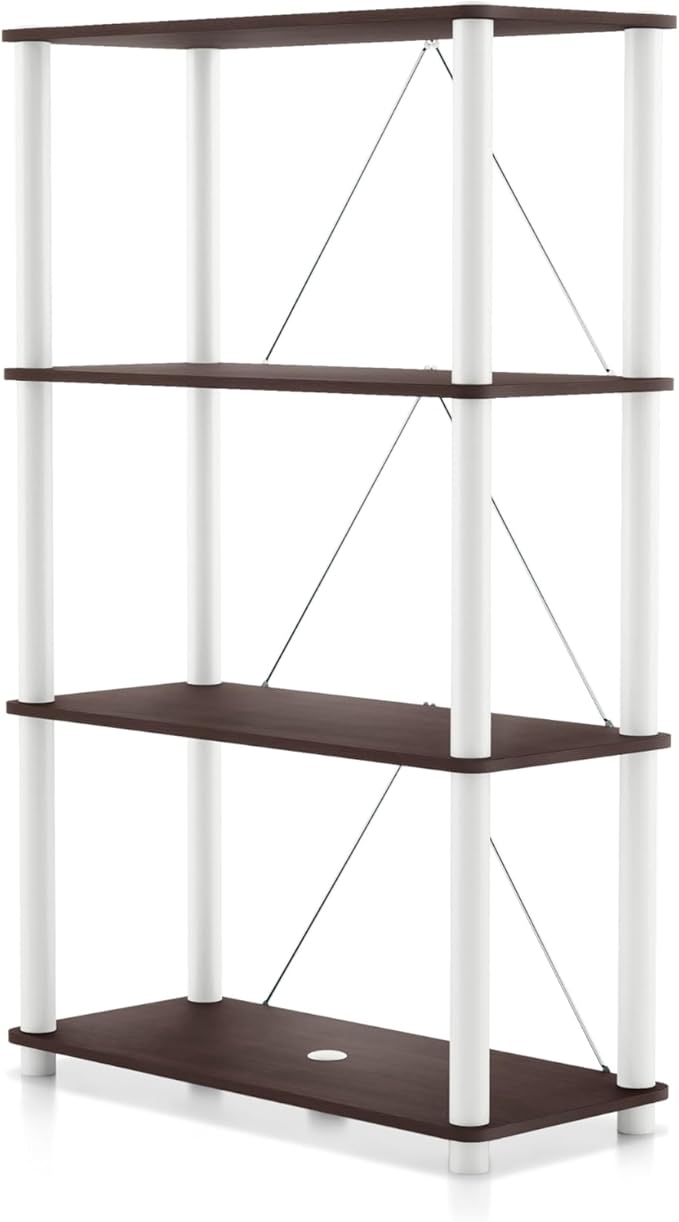 Homes: Inside + Out Apexa Modern 4-Tier Wide Shelving Units, Collectibles Display Shelves, Easy Assembly Standing Shelf, Home Storage Organizer for Living Room, Bedroom, Office, Espresso