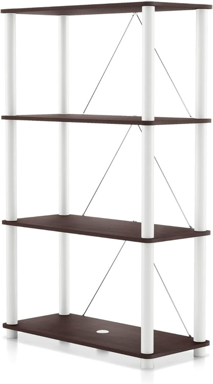 Homes: Inside + Out Apexa Modern 4-Tier Wide Shelving Units, Collectibles Display Shelves, Easy Assembly Standing Shelf, Home Storage Organizer for Living Room, Bedroom, Office, Espresso