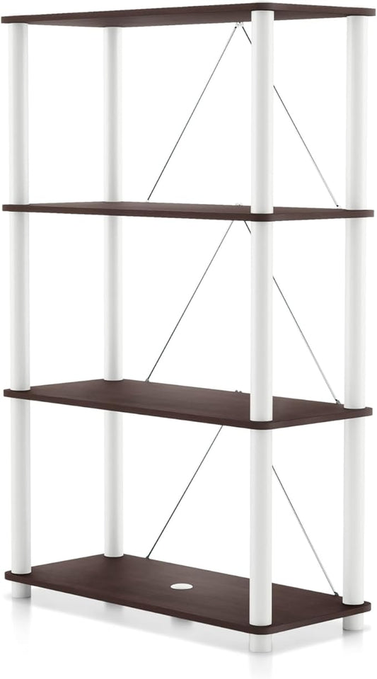 Homes: Inside + Out Apexa Modern 4-Tier Wide Shelving Units, Collectibles Display Shelves, Easy Assembly Standing Shelf, Home Storage Organizer for Living Room, Bedroom, Office, Espresso