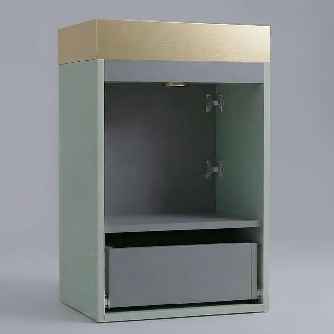 20 inch Bathroom Vanity with Golden Metal Sink, Bath Storage Cabinet with Soft-Closing Door and Drawer, Perfect for Small Space, Powder Room, Hotel, Mint Green