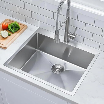 Comllen 22x18 Inch Drop in Kitchen Sink,16 Gauge Topmount RV Small Kitchen Bar Sinks,Stainless Steel Outdoor Prep Single Bowl Workstation Wet Bar Sink