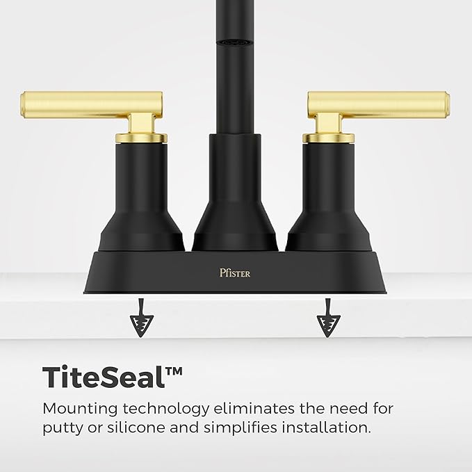 Pfister Capistrano Bathroom Sink Faucet, 4-Inch Centerset, 2-Handle, 3-Hole, NSF Certified, Matte Black and Brushed Gold Finish, LF048CSOBBG