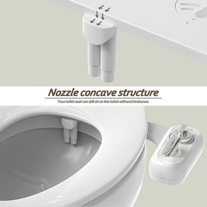 Left Handed Bidet Attachment for Toilet - Self-Cleaning control panel on left side Dual Nozzle (Frontal & Rear Wash) Non-Electric Adjustable Water Pressure, Water Bidet Toilet Seat Attachment