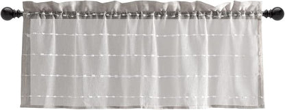 Lush Decor Farmhouse Textured Sheer Window Curtain Valance, 52"W x18"L, Gray