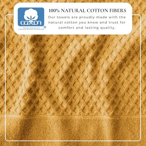 Great Bay Home Bath Towels - 100% Cotton 4 Pack 54x27 Bath Towel Set - Absorbent, Durable, Quick-Dry Towels for Bathroom (Marigold)