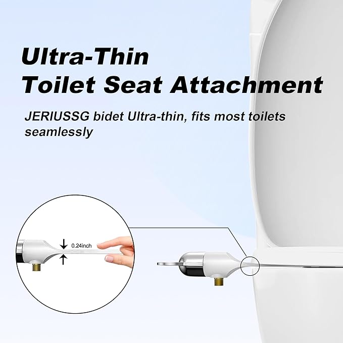Bidet Attachment for Toilet Ultra Slim Non-Electric Bidet for Standard Toilet Self-Cleaning Dual Nozzle Adjustable Pressure, Feminine Wash Bidet Attachment