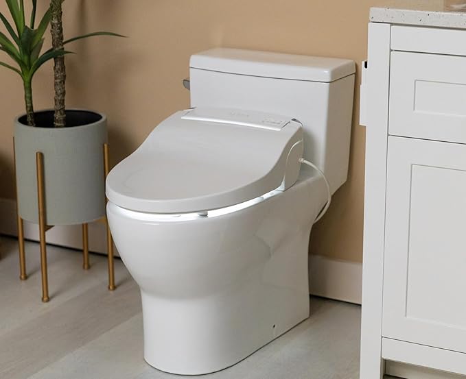 ALPHA BIDET JX2 Elongated Bidet Toilet Seat, White, Endless Warm Water, *NEW* Bowl Mist, LED Light, Quiet Operation, Wireless Remote, Stainless Steel Nozzle, Sittable Lid, 3 Year Warranty