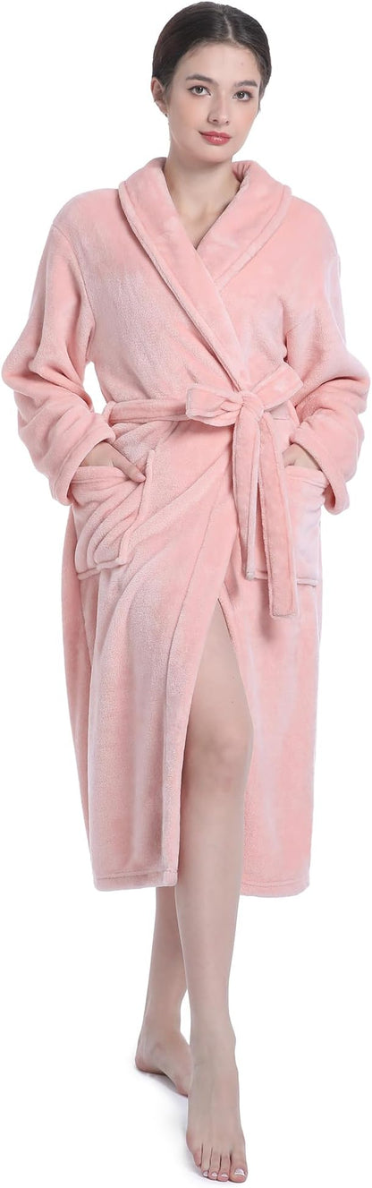 Plush Soft Robes for Women, Premium Fleece Womens Robe Cozy Warm Bathrobe