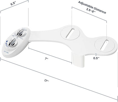 LUXE Bidet NEO 185 - Dual Nozzle, Self-Cleaning, Non-Electric Bidet Attachment for Toilet Seat, Adjustable Water Pressure, Rear & Feminine Wash (White)