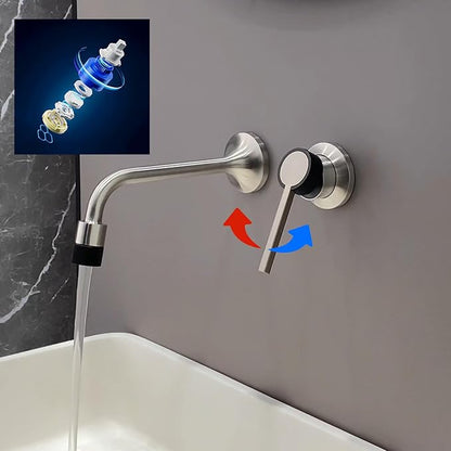 BiaoTeng Concealed Wall Mounted Faucet Bathroom Brass 2 Functions Hot and Cold Bathroom Vanity for Wall Mount Faucet Brushed Nickel