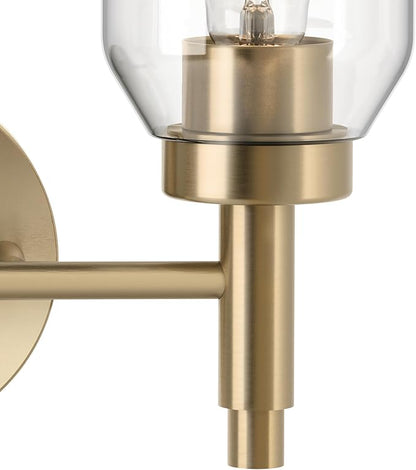 Kichler Madden 2-Light Bathroom Vanity Light, Champagne Bronze | Modern vanity light with clear glass for single or double bathroom mirrors (14.25" x 10.5"), 55184CPZ