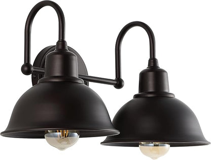 JONATHAN Y 18" Oil Rubbed Bronze Farmhouse Industrial 1-Light LED Vanity Wall Sconce for Bathroom Mirror Kitchen, Metal Shade, Dimmable Vintage Lighting, LED Bulb Included (JYL7482B)