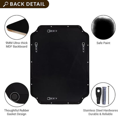 36x48 Inch Large Mirror, Matte Black Rectangle Mirror for Wall, Bathroom Mirror in Premium Stainless Steel Metal Thin Frame Deep 1’’, Unique Rounded Scalloped Edge, Vertically/Horizontally