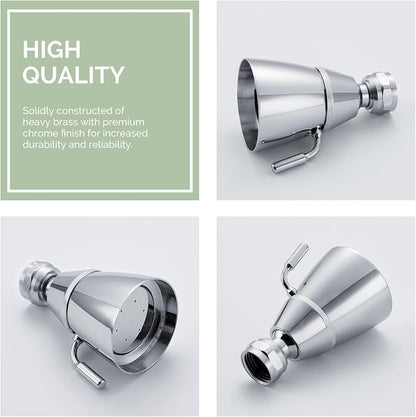 Angle Simple Shower Head High Pressure, Brass Shower Sprayer, G 1/2, Chrome | High Flow Rinsing, Swivel Joint to Change Position, Adjustable Lever for Gentle Stream, Ideal for Bathroom or Outdoor