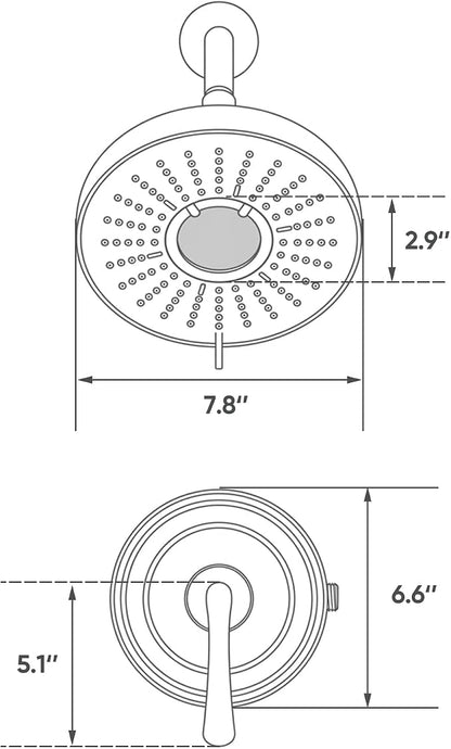 2-Piece Filtered Shower Faucet Set with Valve, 6-Inch 3-Function Shower Head with 18-Stage Filter, Single-Handle Pressure Balance Trim, Matte Black