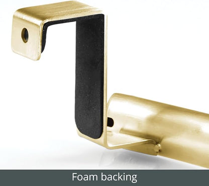 mDesign Steel Over Door Curved Towel Bar Storage, Hanger for Cabinet or Cupboard, Holder Rack for Kitchen, Bathroom - Holds Hand/Dish Towels, Washcloths - Spira Collection - 2 Pack - Soft Brass