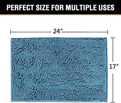 H.VERSAILTEX Bath Mat Bathroom Rug Bath Rugs for Bathroom Non Slip Bath Mats Extra Thick Chenille Rug 17" x 24" Absorbent Soft Shaggy Washable Dry Fast Plush Rugs for Bathtubs - Dark Teal