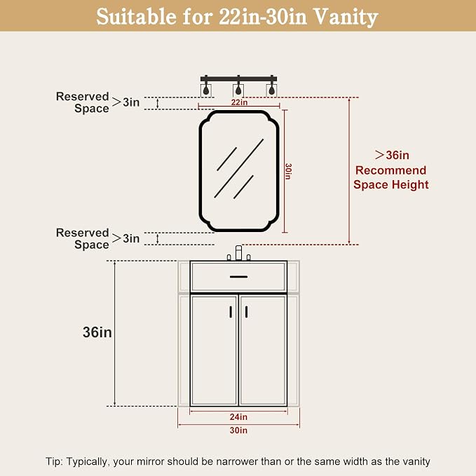 22" x 30" Wood Mirror Rounded Corner Arch Wall Mirror with Wood Frame for Entryway, Living Room or Bedroom Home Decor [22" x 30" Walnut Color]