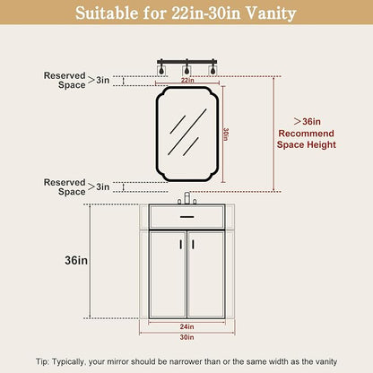 22" x 30" Wood Mirror Rounded Corner Arch Wall Mirror with Wood Frame for Entryway, Living Room or Bedroom Home Decor [22" x 30" Walnut Color]