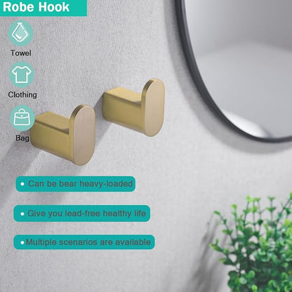 5-Pieces Bathroom Accessories Set,Stainless Steel Bathroom Hardware Set,23.6 Inch Bath Towel Bar Set, Towel Hooks,Towel Racks for Bathroom Wall Mounted,Champagne Bronze,SE96026S-5CB