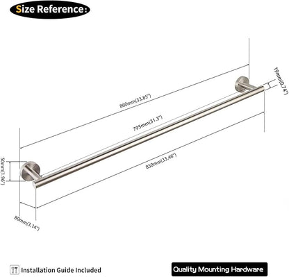 GERZWY Bathroom Towel Bar 33-Inch Stainless Steel Towel Bar Contemporary Style Wall Mount for Bath Kitchen, Brushed Finish AG1101C85-LS