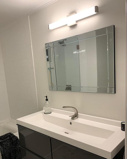 LED Bathroom Vanity Light Fixtures 24 in Brushed Nickel, 14W 4000K Natural White Square Wall Fixture, Modern Lighting for Over Mirror, Damp Rated