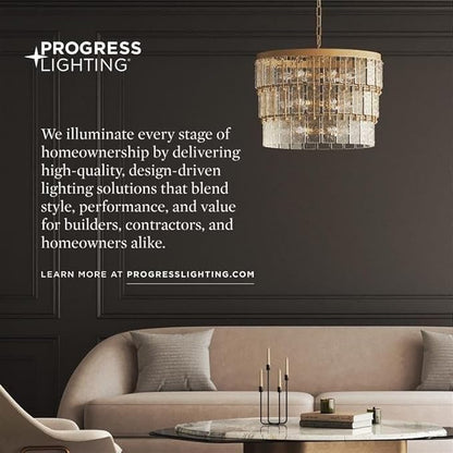 Progress Lighting P300048-020 Calhoun Collection Clear Glass Farmhouse Bath Vanity Light, 4-Light, Antique Bronze