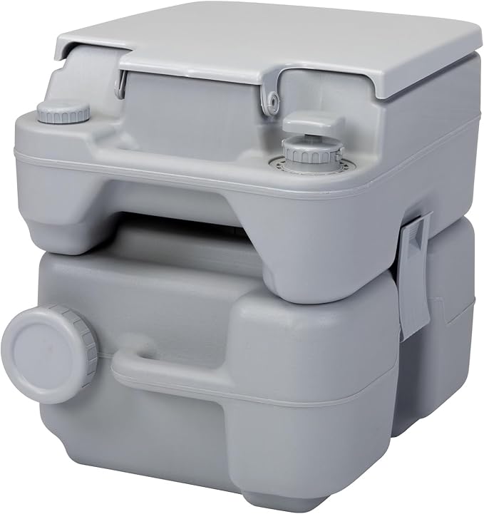 Generic Portable Push-rod Toilet, 20L/5.3 Gallons Detachable Tank for Camping, Boating, Hiking and Traveling, Cold Gray