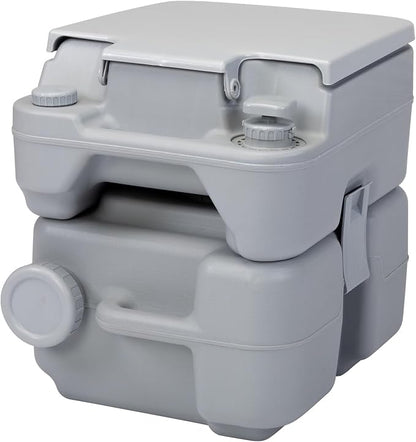 Generic Portable Push-rod Toilet, 20L/5.3 Gallons Detachable Tank for Camping, Boating, Hiking and Traveling, Cold Gray