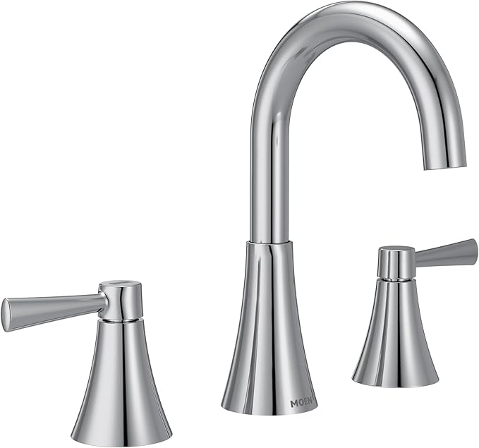 Moen Ronan Chrome Two-Handle Widespread Modern Bathroom Faucet, Valve Included, 84023