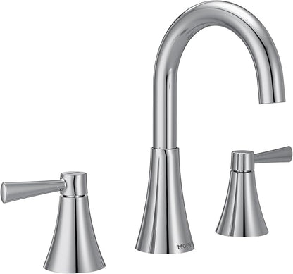 Moen Ronan Chrome Two-Handle Widespread Modern Bathroom Faucet, Valve Included, 84023