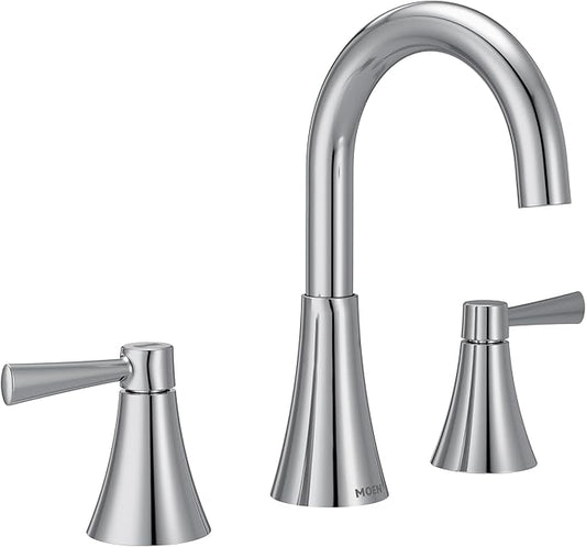 Moen Ronan Chrome Two-Handle Widespread Modern Bathroom Faucet, Valve Included, 84023