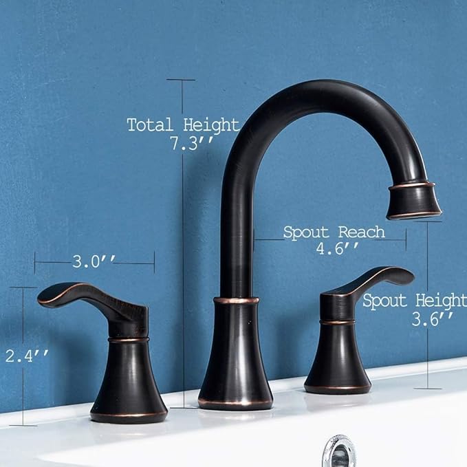 Oil Rubbed Bronze Bathroom Faucet, 2 Handle 3 Hole 8 Inch Widespread Bathroom Faucet, 360°Swivel High-Arc Spout, Stainless Steel Faucet for Bathroom/Vanity/Lavatory, VAL052HZST