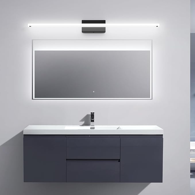 48inch Black LED Bathroom Vanity Light Bar 40W Modern Bath Light Fixture Over Mirror Vanity Light Cool White 6000K