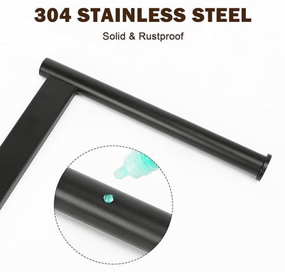 Hand Towel Holder Stand for Bathroom, L- Shaped Standing Hand Towel Rack, Towel Bar Kitchen Vanity Countertop Organizer, SUS304 Stainless Steel Material, Marble Base (Matte Black)