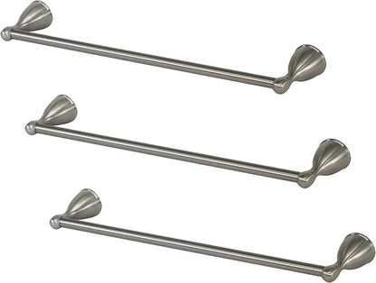 Design House 558650 Ames Transitional 18-inch Towel Bar for Bathroom Bedroom Closet or Kitchen, Brushed Nickel (Pack of 3)